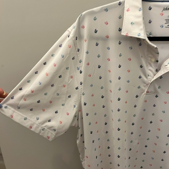 Johnnie-O Polo Golf Shirt Mens “Finito” White with Cocktails SPF 50 Size Large - Picture 5 of 10